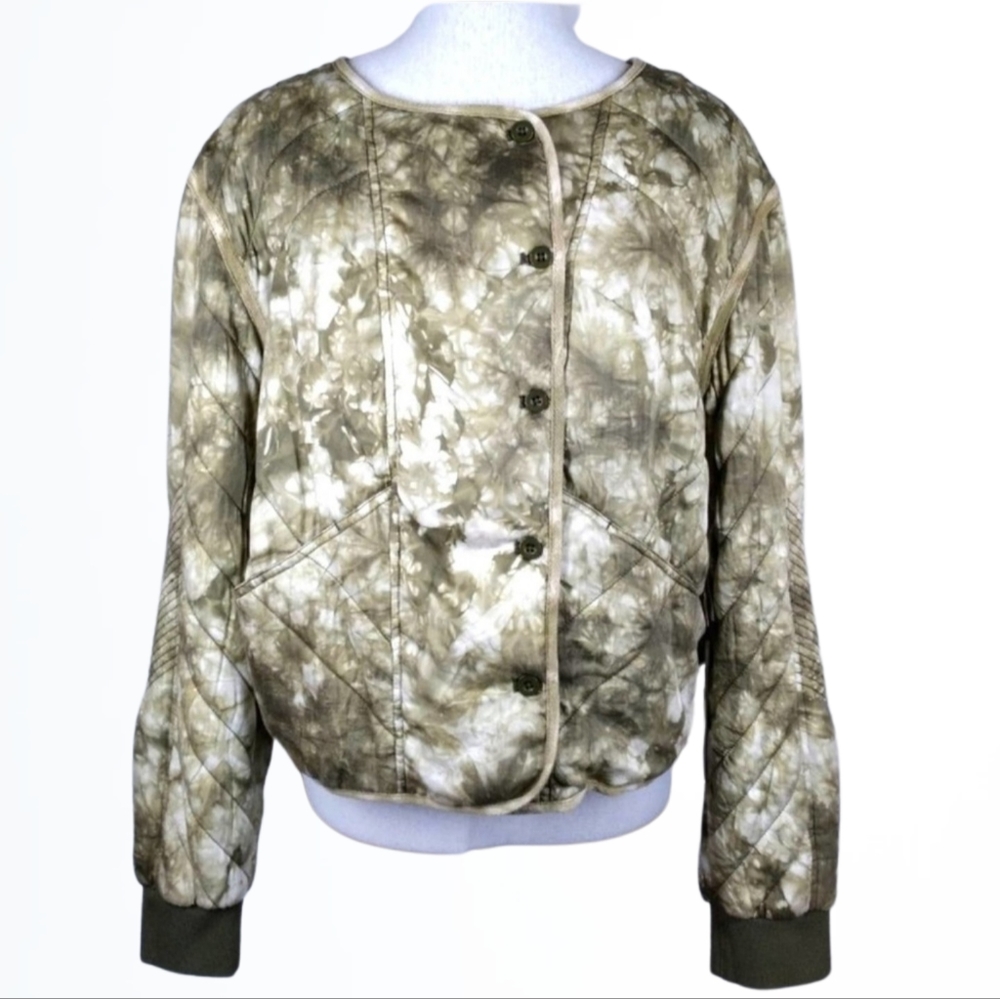 Marrakech Anthropologie Quilted Green Print Jacket Size XL New With Tags